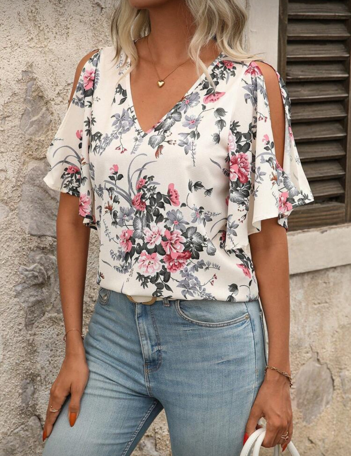 Floral Cold Shoulder Blouse