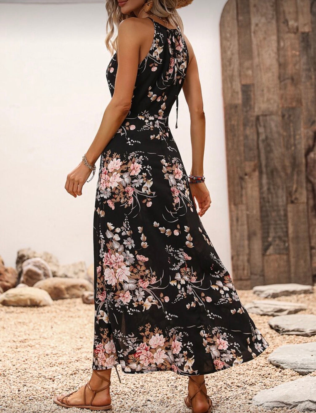 Allover Print Halter Dress