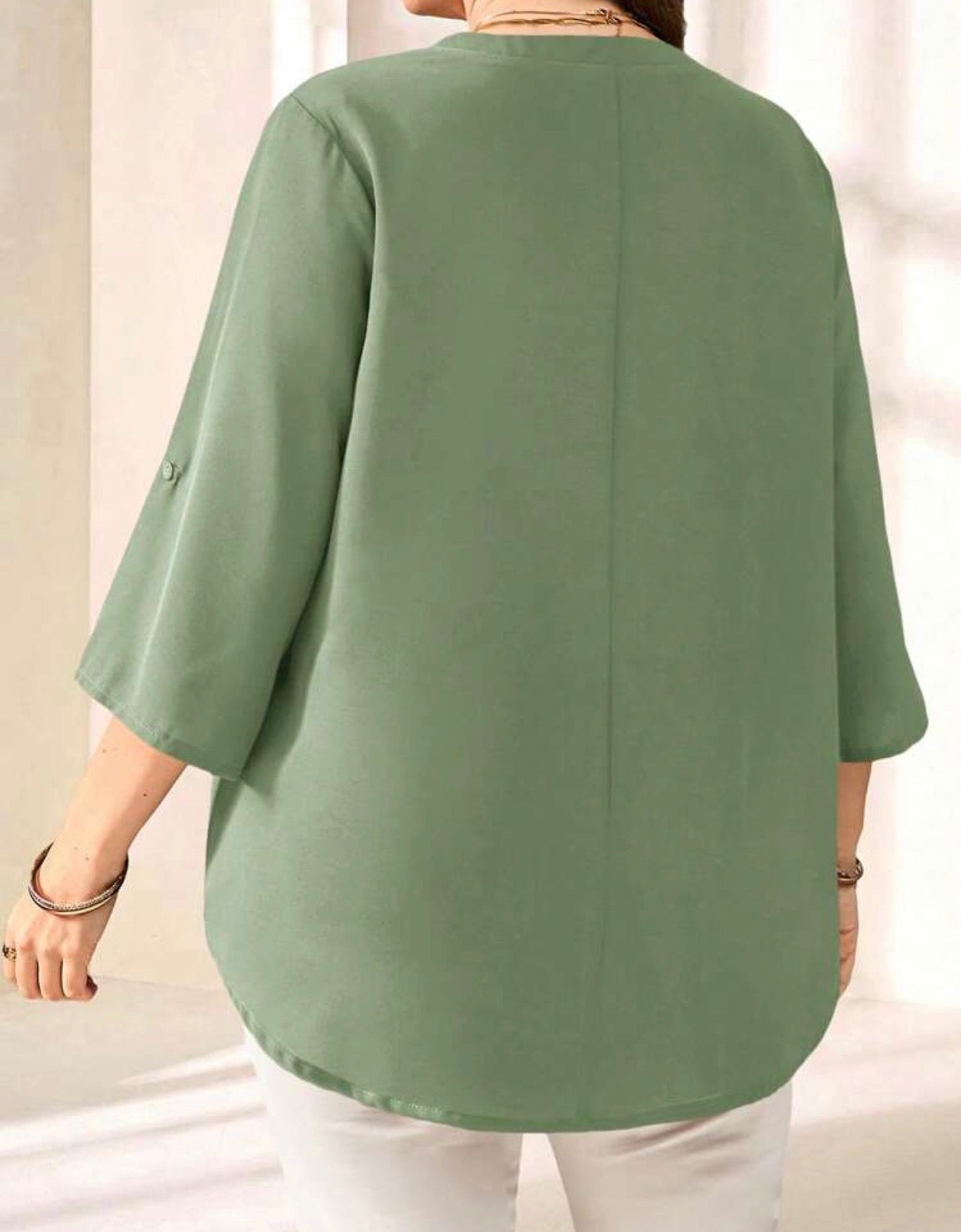 CURVE Mint Green Henley Blouse