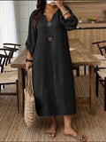 CURVE Black Rolled Sleeve Midi Dress