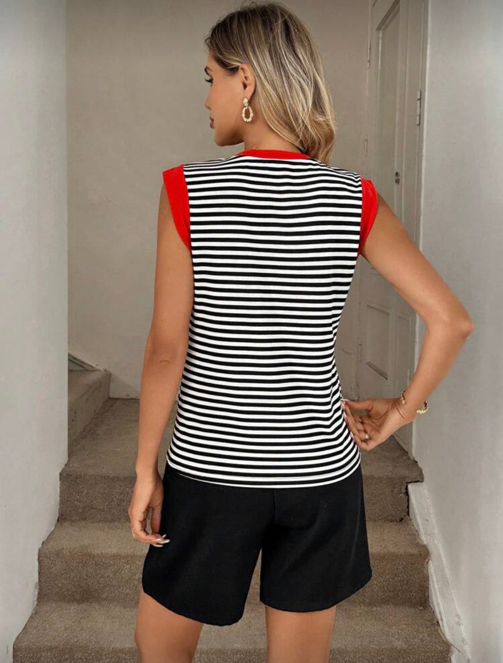 Black, White and Red Tank Top