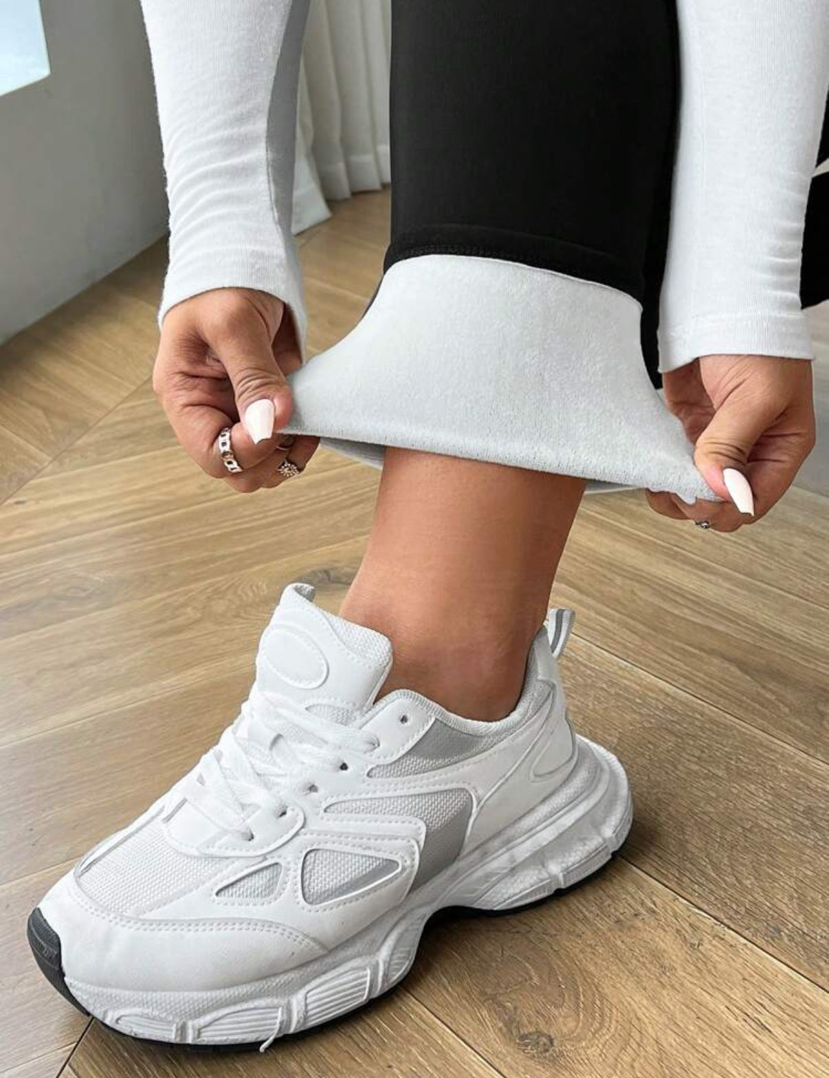 Black Plus Size Women's High Waist Thick Warm Thermal Leggings