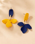 Navy & Mustard Floral Statement Earrings