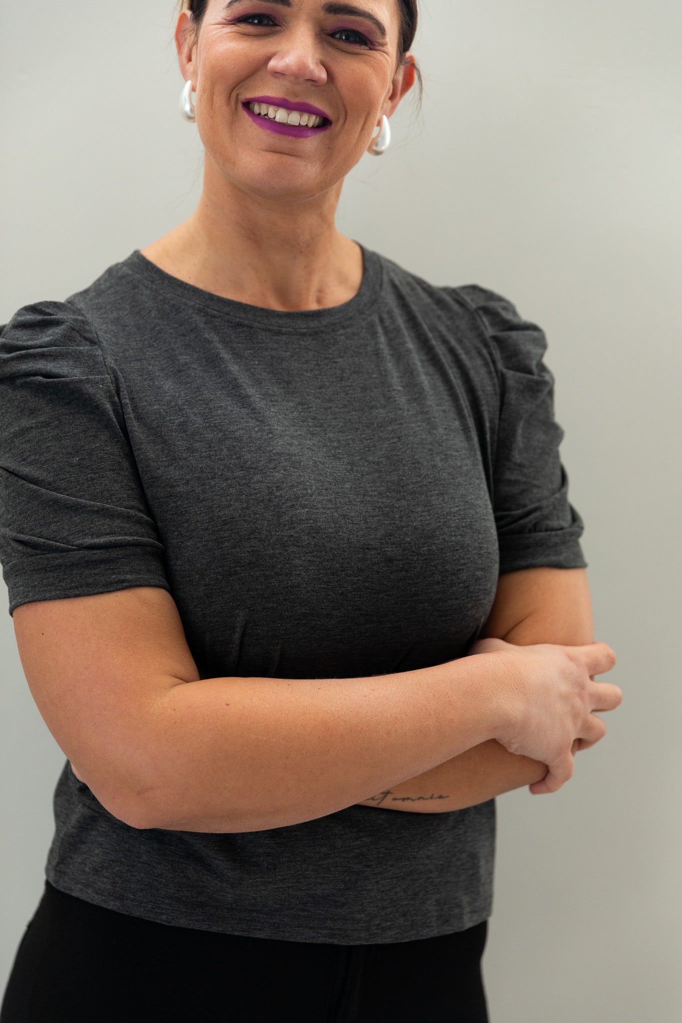 Charcoal Puff Sleeve Tee