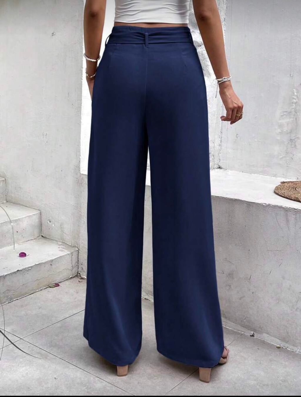 Navy Blue Wide Leg Pants