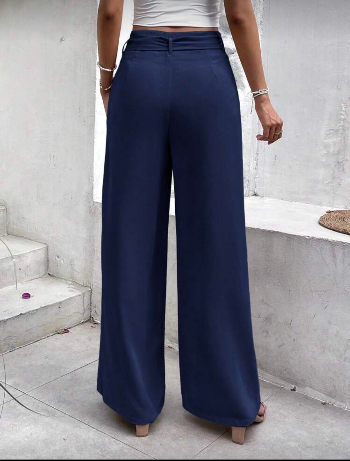 Navy Blue Wide Leg Pants