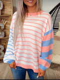 Pink & Blue Colourblock Striped Knit Jersey