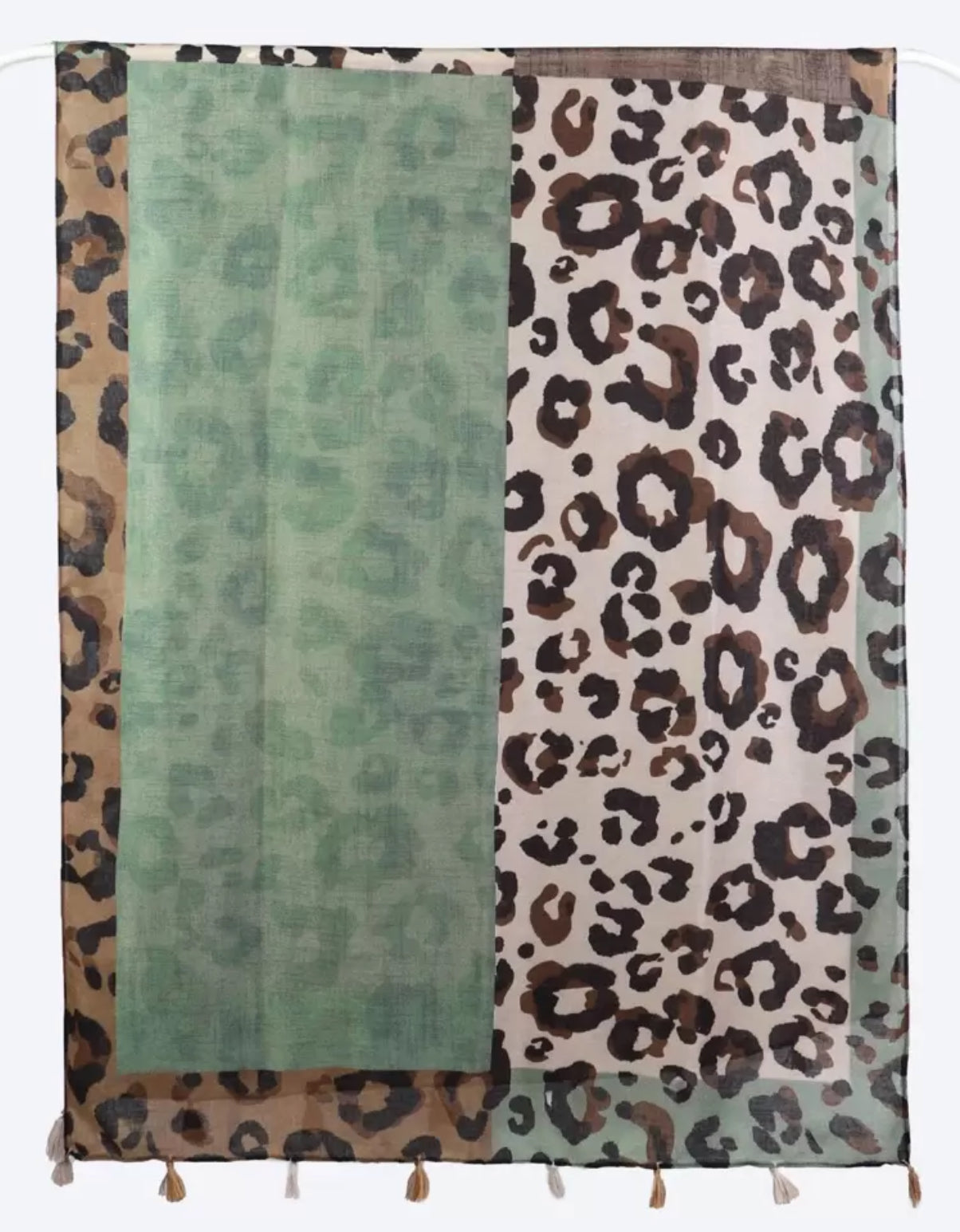 Leopard and Green Scarf