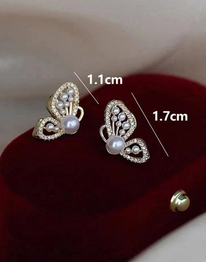 Faux Pearl Butterfly Studs (57)