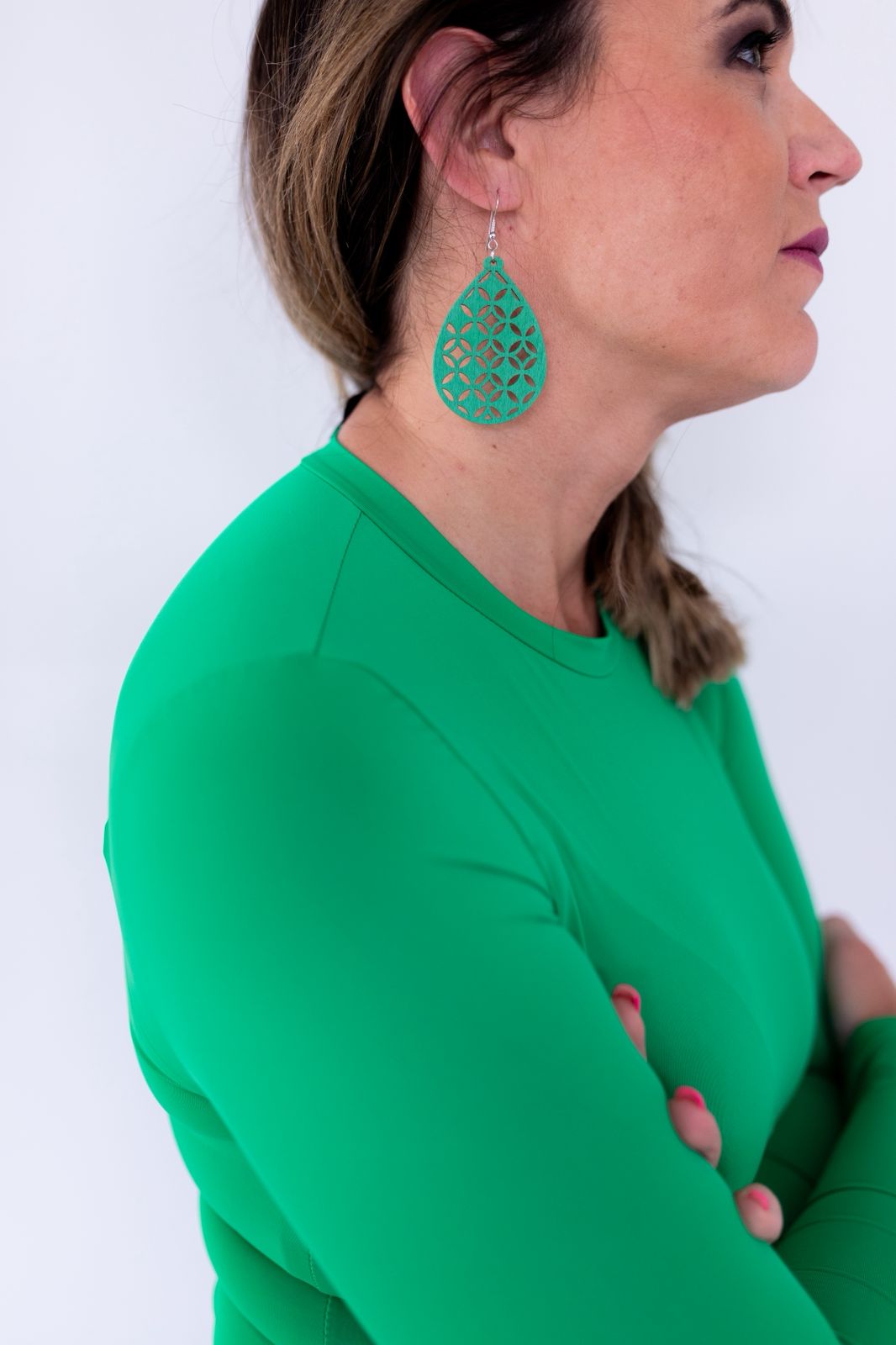 Tear Drop Wooden Painted Earrings