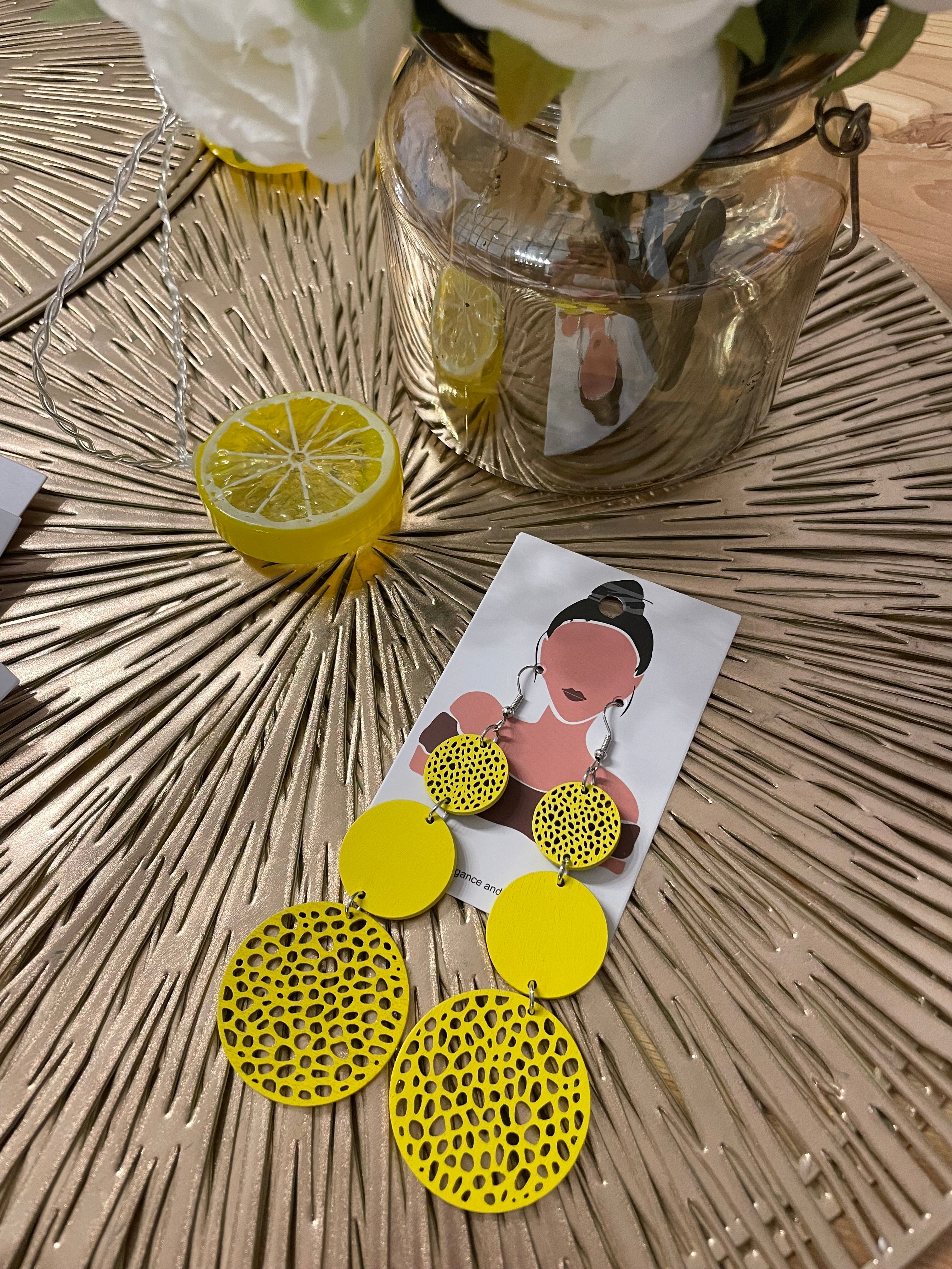 Painted Wood Light Weight Earrings Circles
