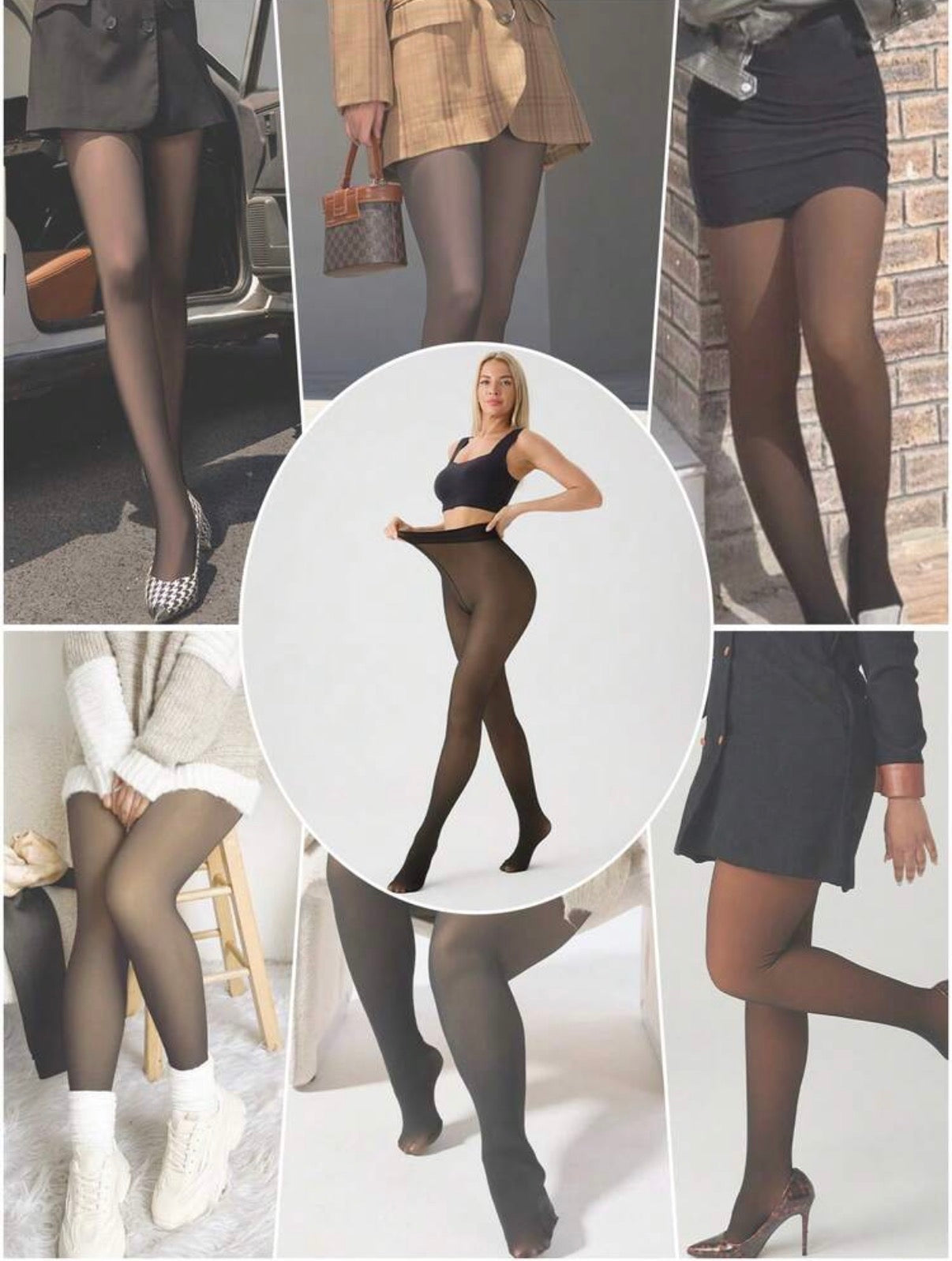 VIRAL Fleece-Lined “Fake Sheer” Stockings