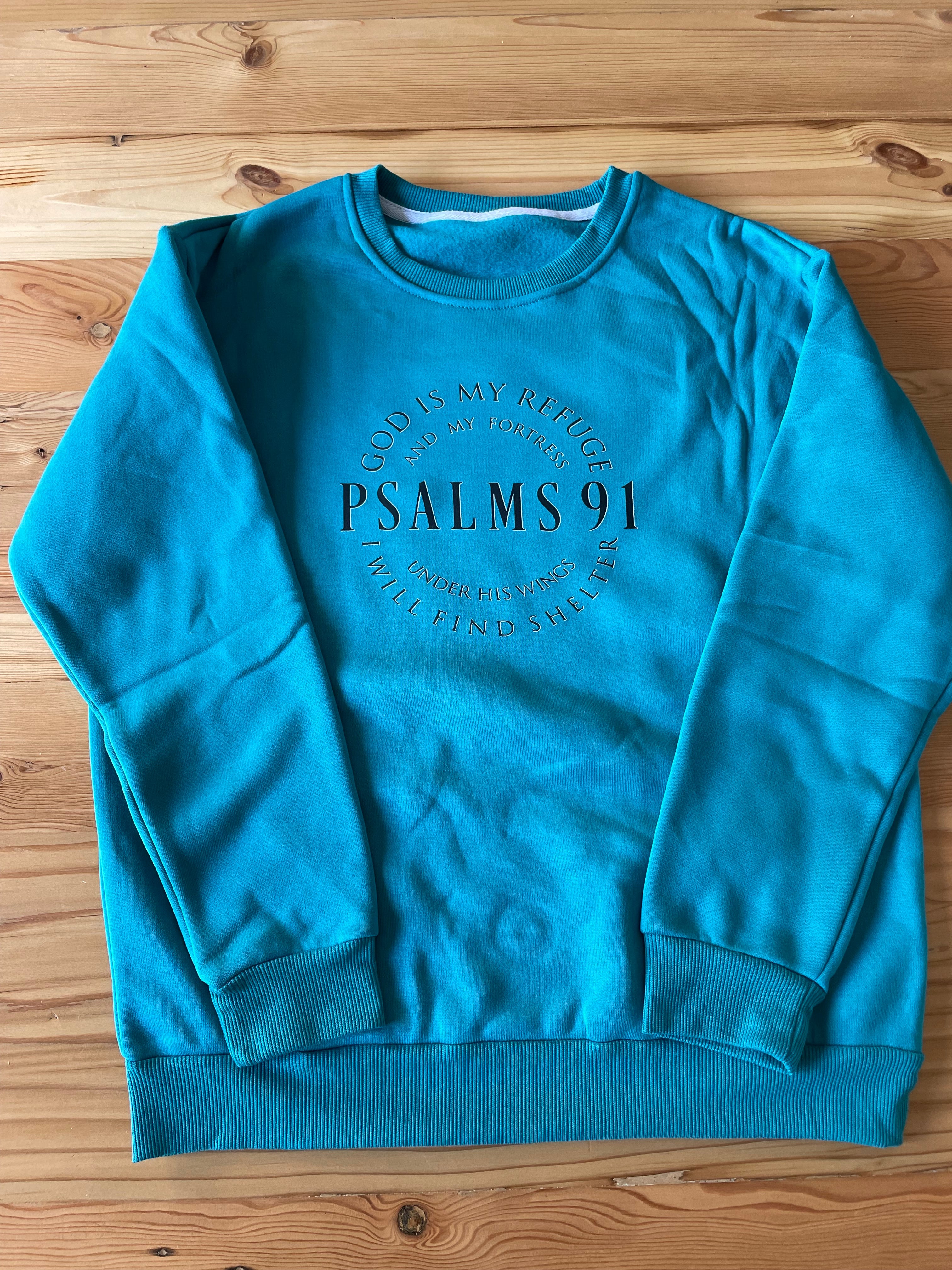 Teal Psalms 91 Declaration Thermal Lined Pullover