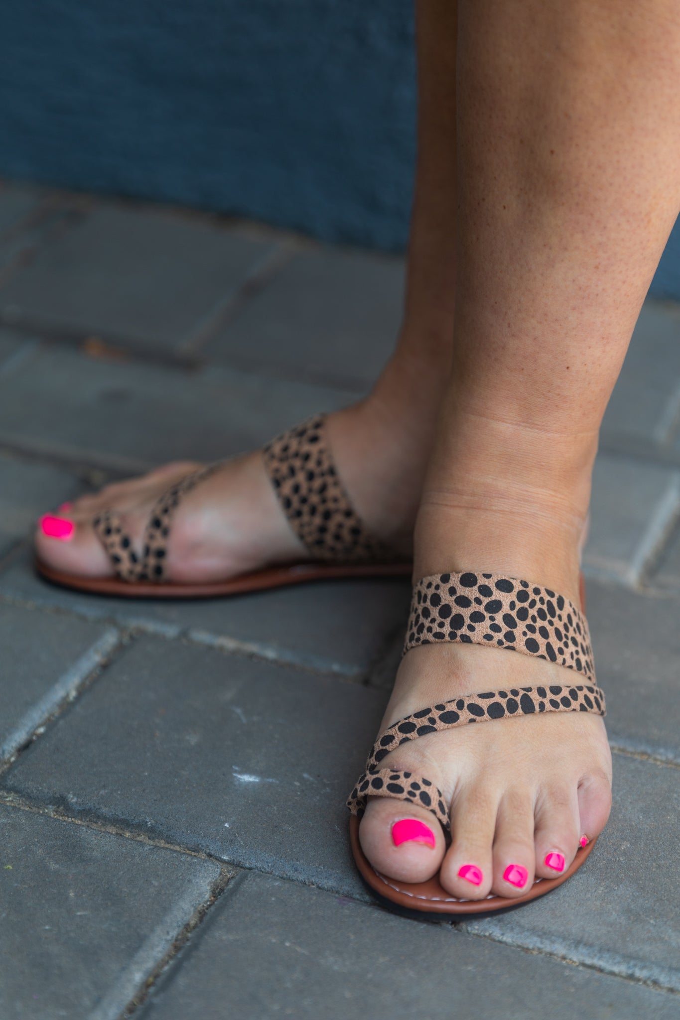 Leopard Print Flat Slide Sandals