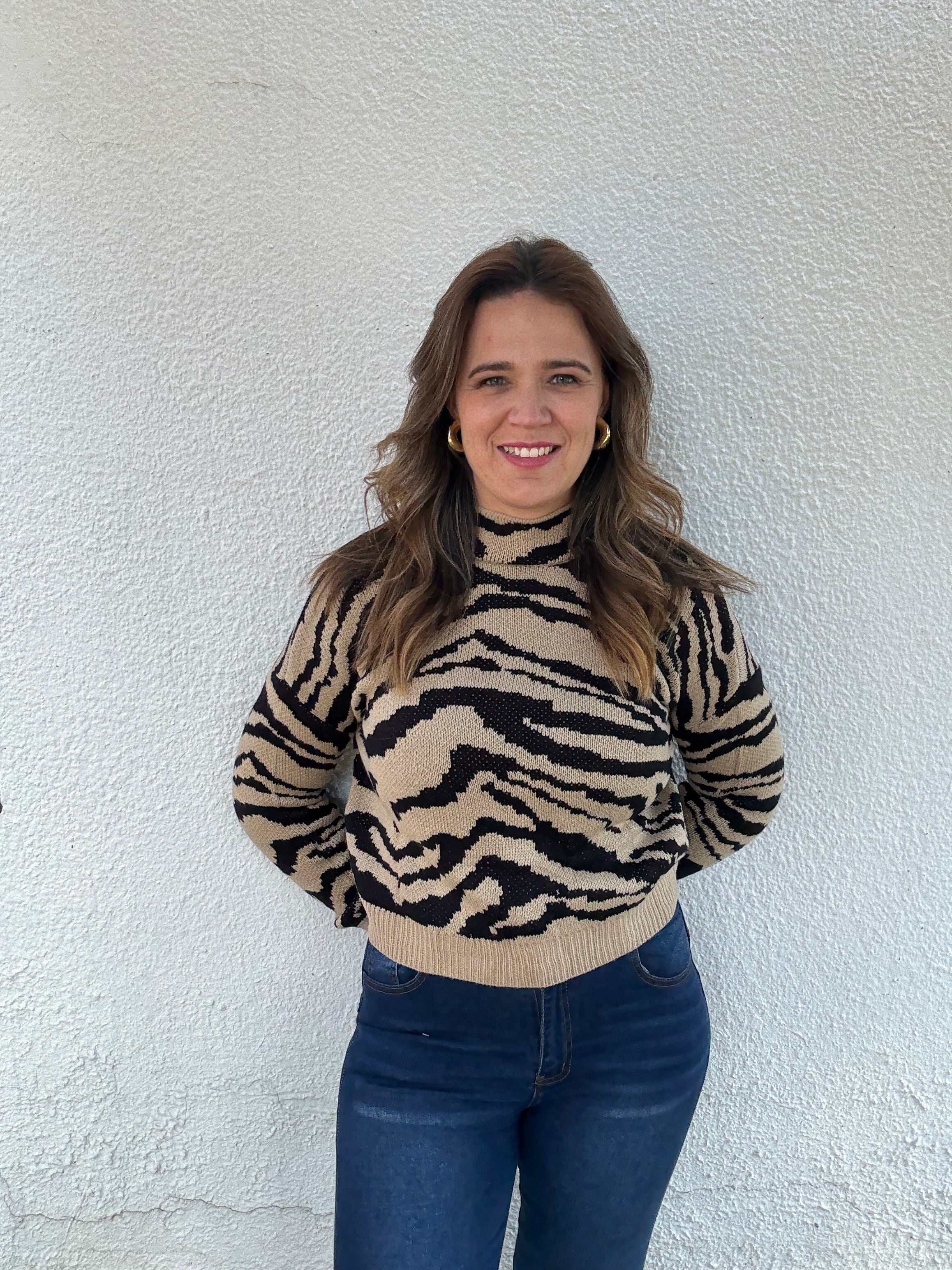 Beige and Black Zebra Strip Jersey