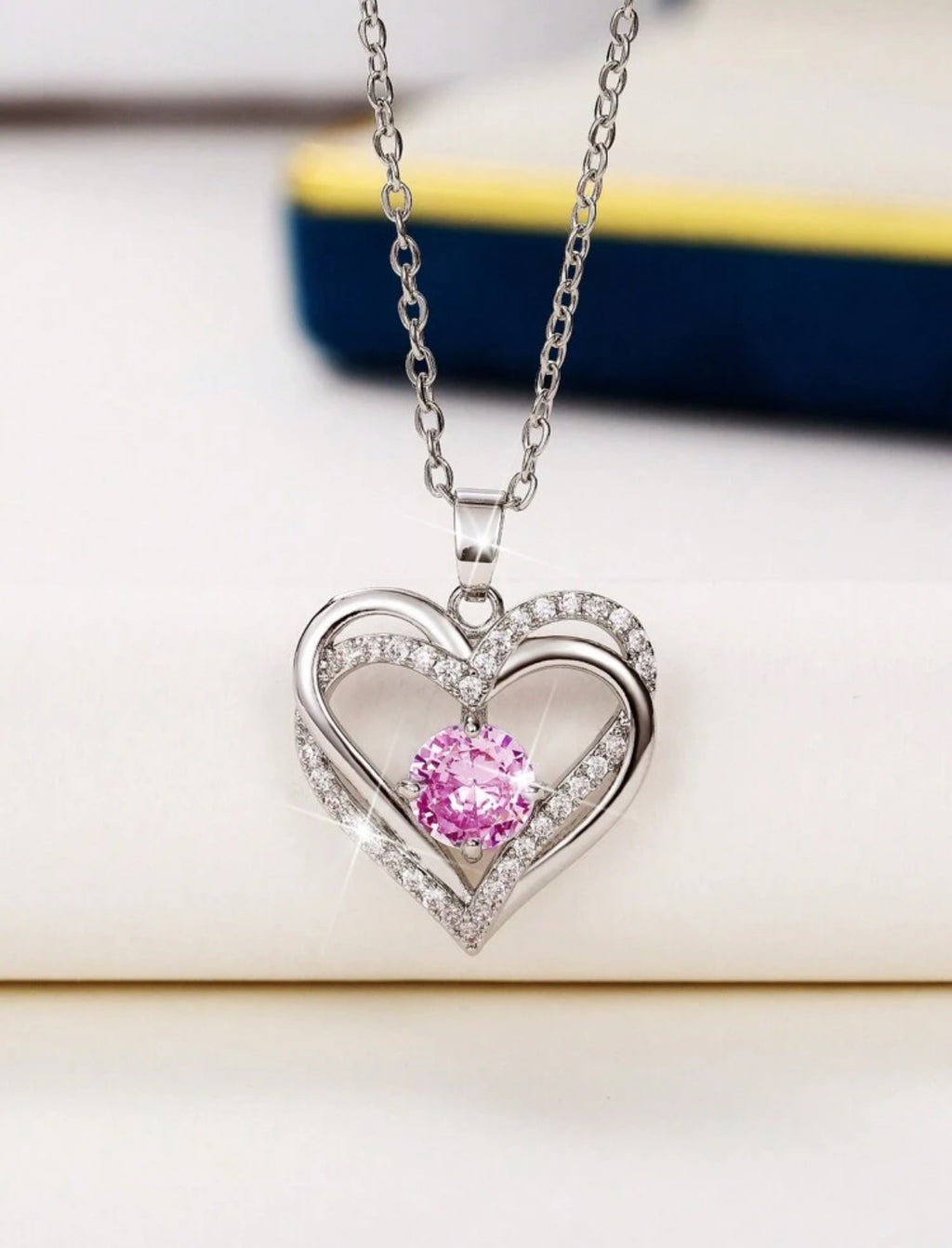Cubic Zirconia Heart Necklace – Multiple Colours for Every Mood 💕