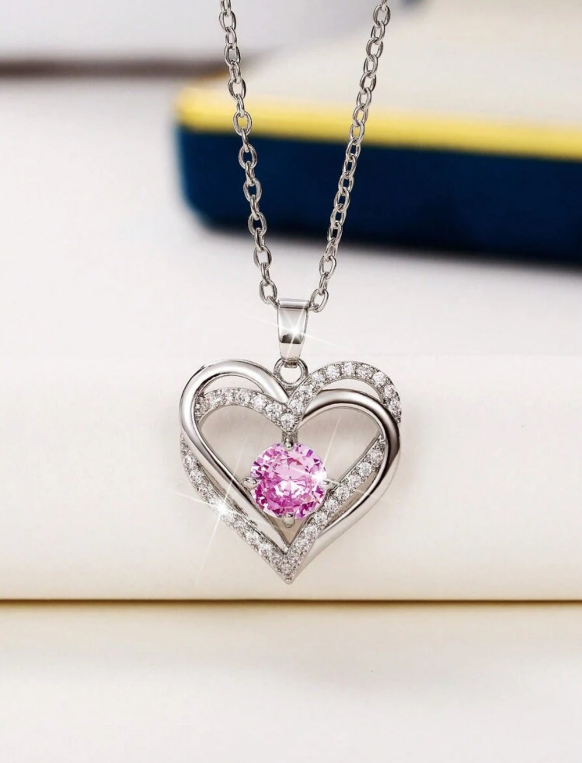 Cubic Zirconia Heart Necklace – Multiple Colours for Every Mood 💕
