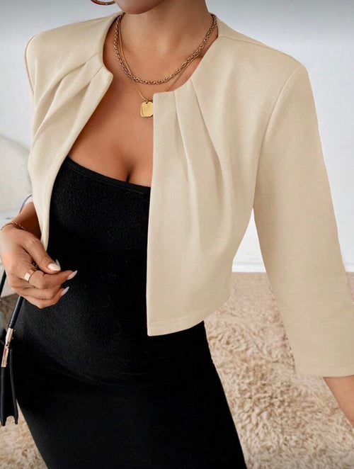 Apricot-classic-Cropped-Pleated-Blazer-side