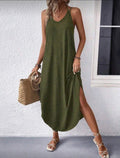 Army-Green-Maxi-T-shirt-Dress-front