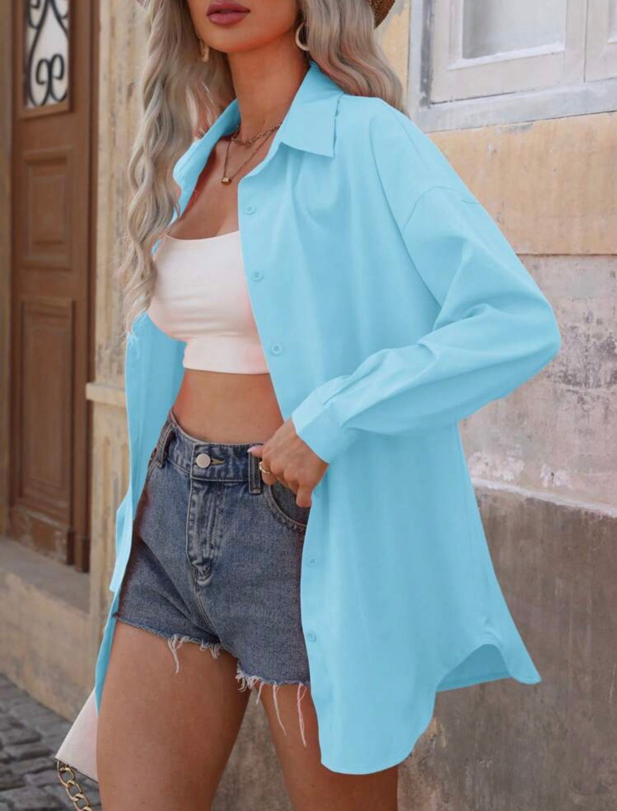 Baby-Blue-Oversized-Button-Up-Blouse-side
