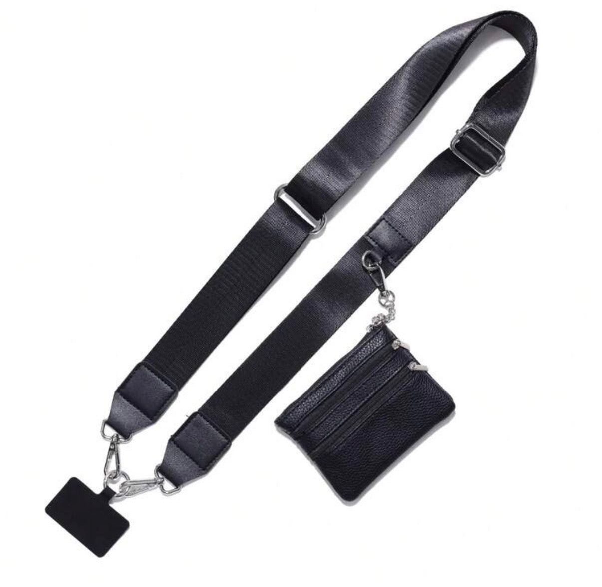 Black-Cell-Phone-Lanyard-Wallet-front