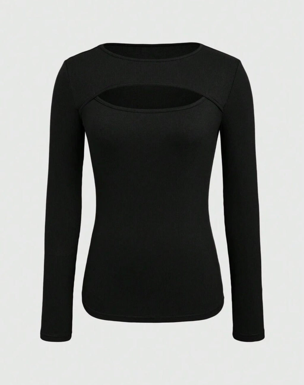 Black-Cut-Out-Ribbed-Long-Sleeve-Top-front-lifestyle