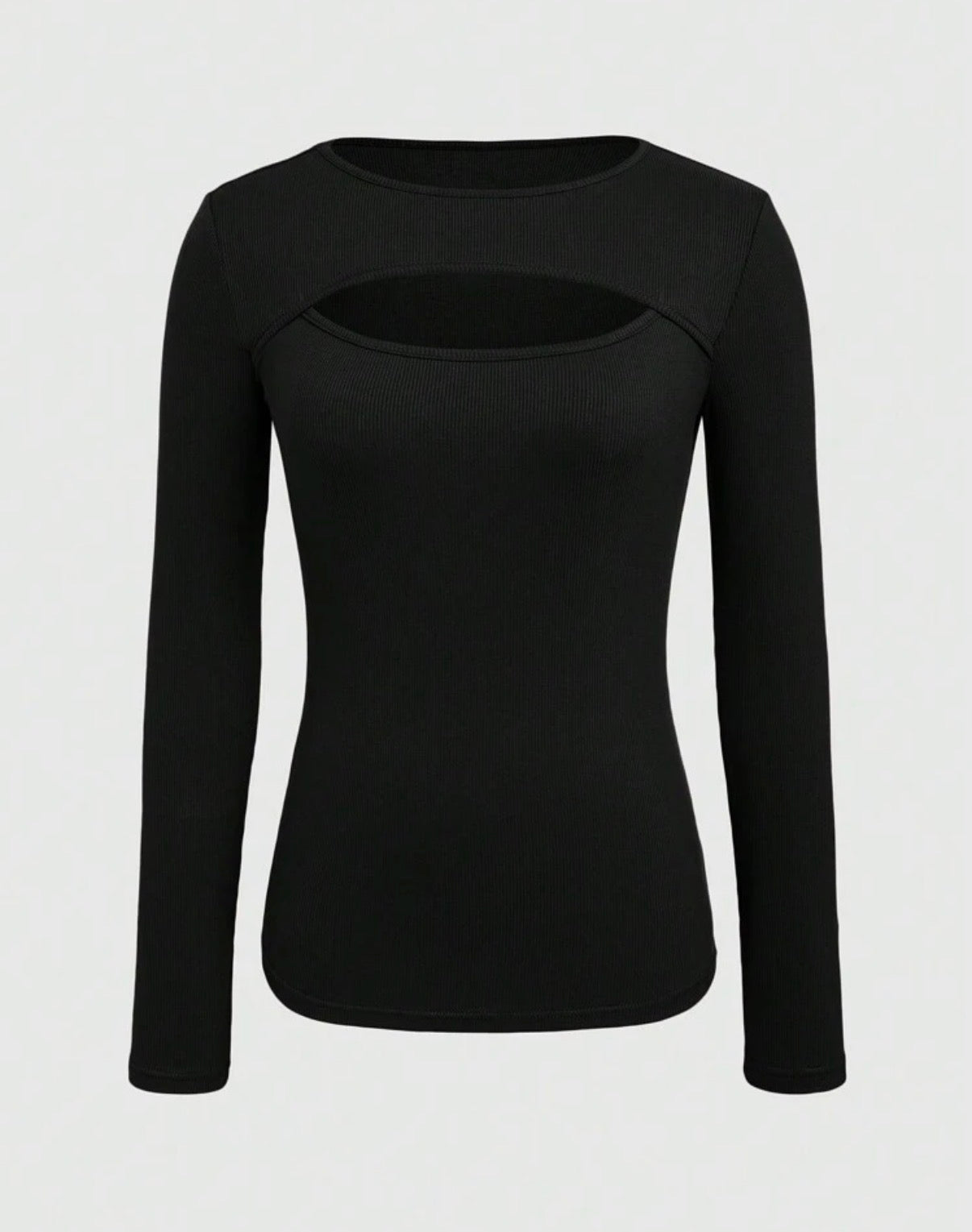 Black-Cut-Out-Ribbed-Long-Sleeve-Top-front-lifestyle
