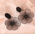 Black-Flower-Laser-Cut-Clip-ON -Earrings-front