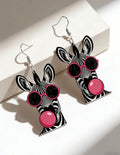 Black-Monochrome-Pink-Pop-Zebra-chewing-Bubblegum-Earrings-front