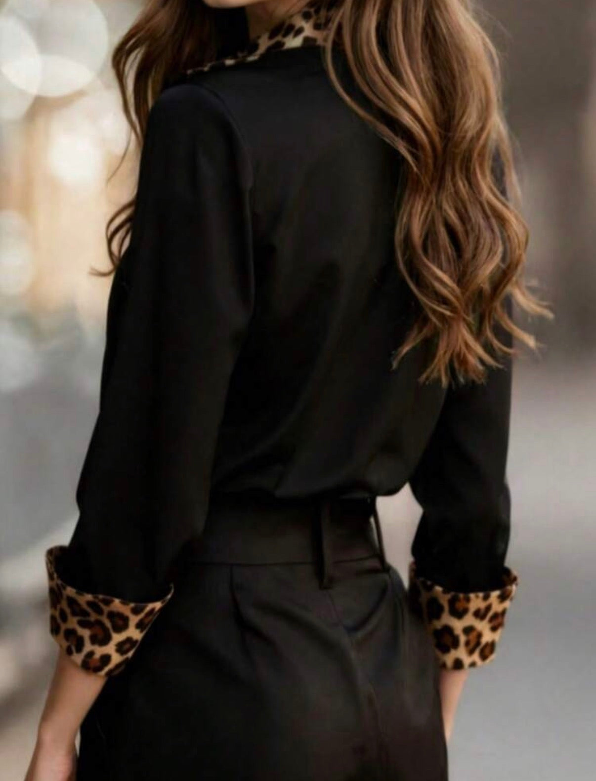 Black-Satin-Leopard-Print-Contrast-Blouse-back