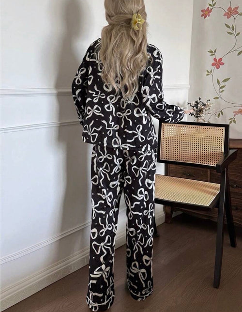 Black-White-Bow-Piped-Pajamas-Set-back