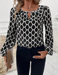 Black-White-Geometric-Blouse-front