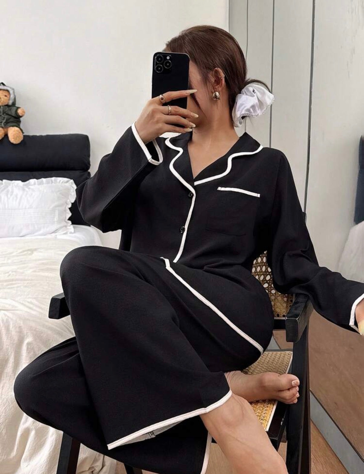 Black-White-Midnight-Luxe-Contrast-PJ-Set-front
