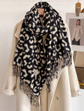 Black-White-Monochrome-Leopard-Print-Winter-Scarf-front