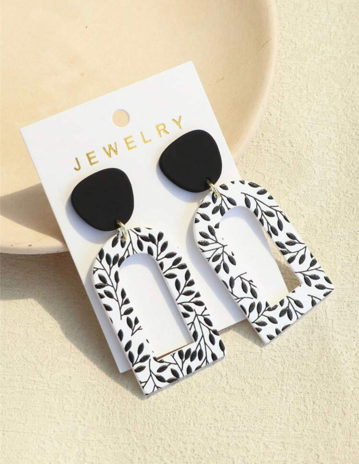 Black-White-Rectangle-Statement-Earrings-side