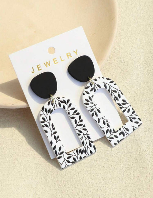 Black-White-Rectangle-Statement-Earrings-side