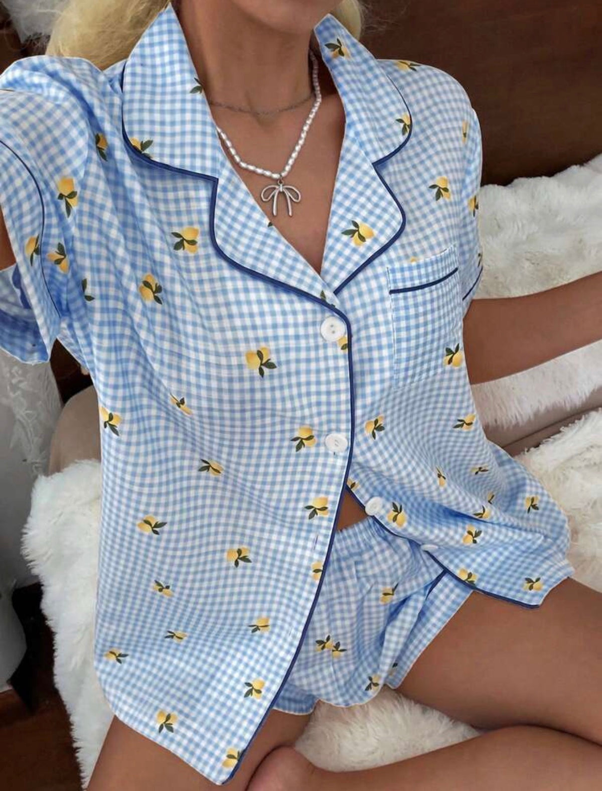 Blue-Lemon-Gingham-PJ-Set-side