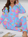 Blue-Pink-Piping-Trim-Abstract-Leopard-Winter-Pajamas-Set-front