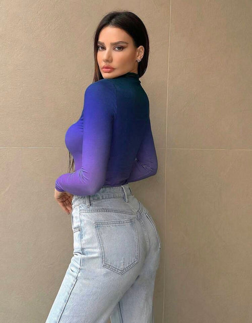 Blue-Purple-Stand-Collar-Bodysuit-side