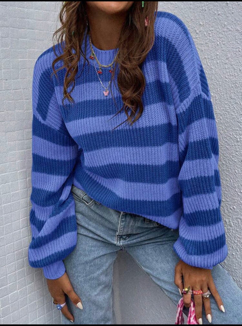 Blue-Stripe-Drop-Shoulder-Knit-Jersey-front