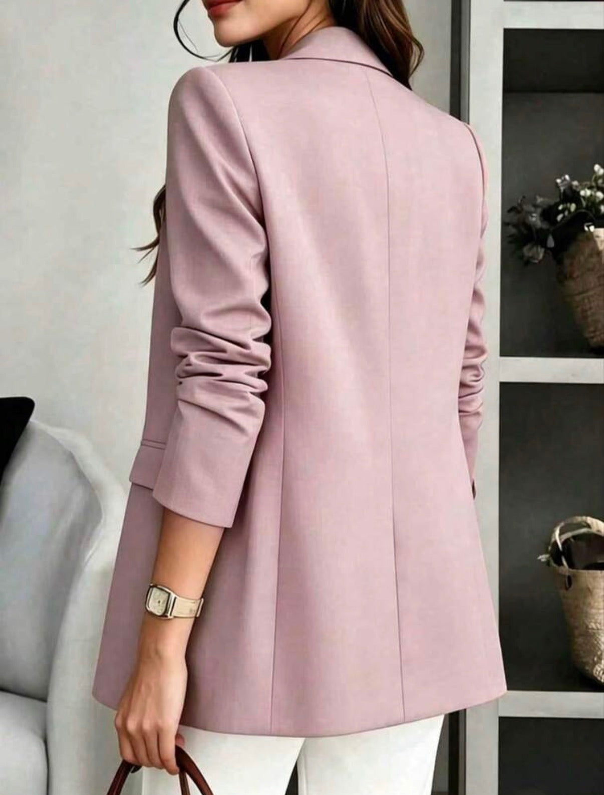 Blush-Pink-One-Button-Classic-Tailored-Blazer-back