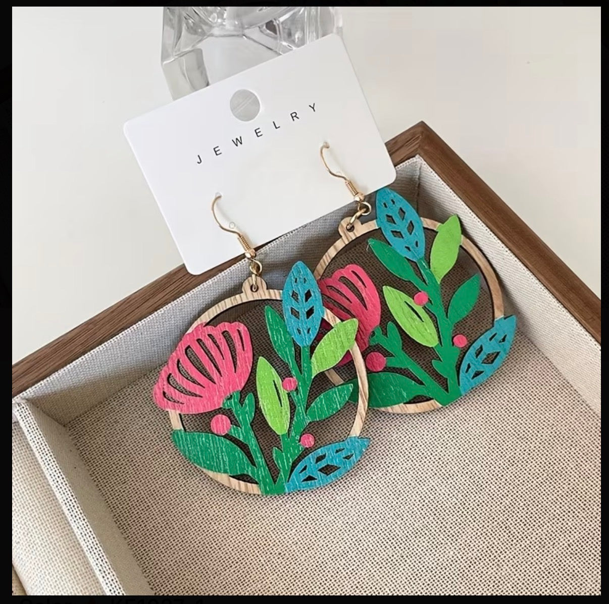 Bohemian-Painted-Wood-Flower-Earrings-side