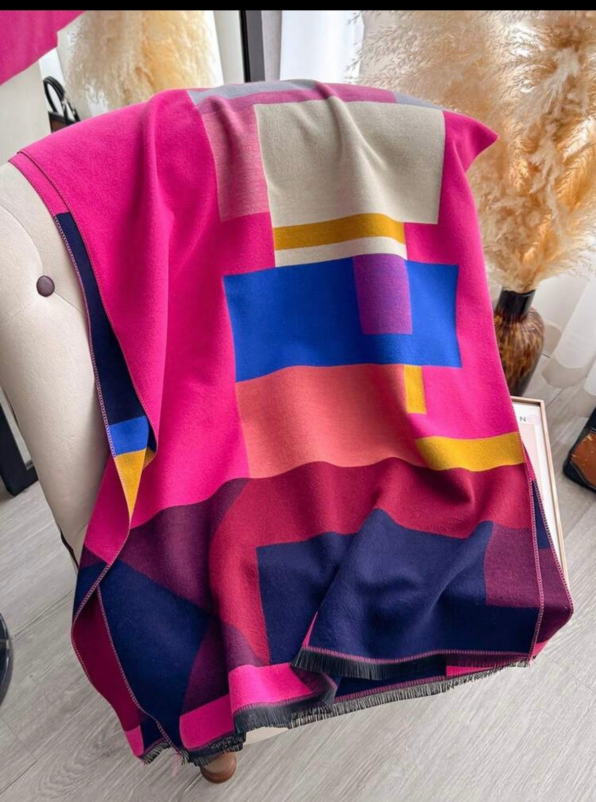 Bold-Pink-Blue-Yellow-Colour-Block-Winter-Wrap-Scarf-front-back