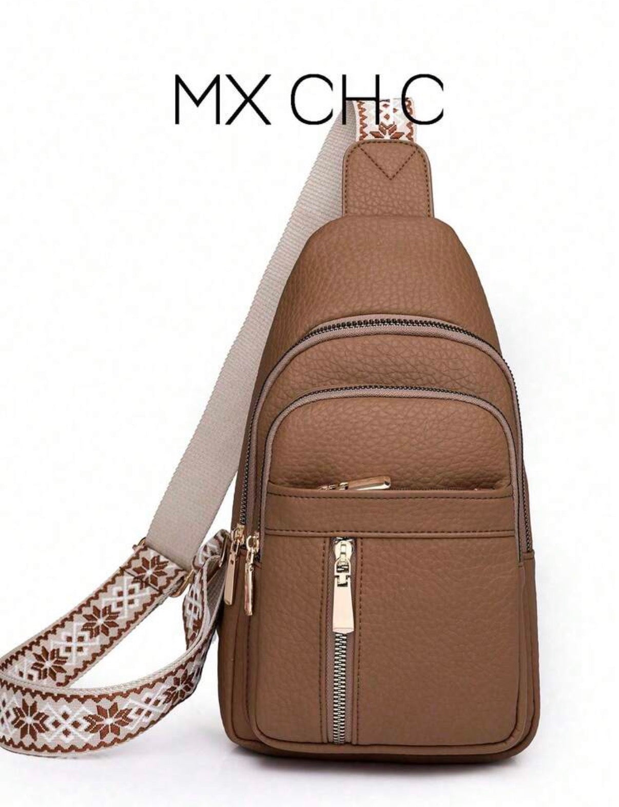 Brown-Aztec-Strap-Lux-Body-Sling-Bag-front