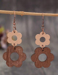 Brown-Cream-Wooden-Flower-earrings-size
