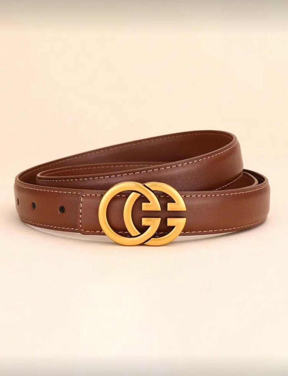 Brown-Double-G-Designer-Buckle-Belt-front