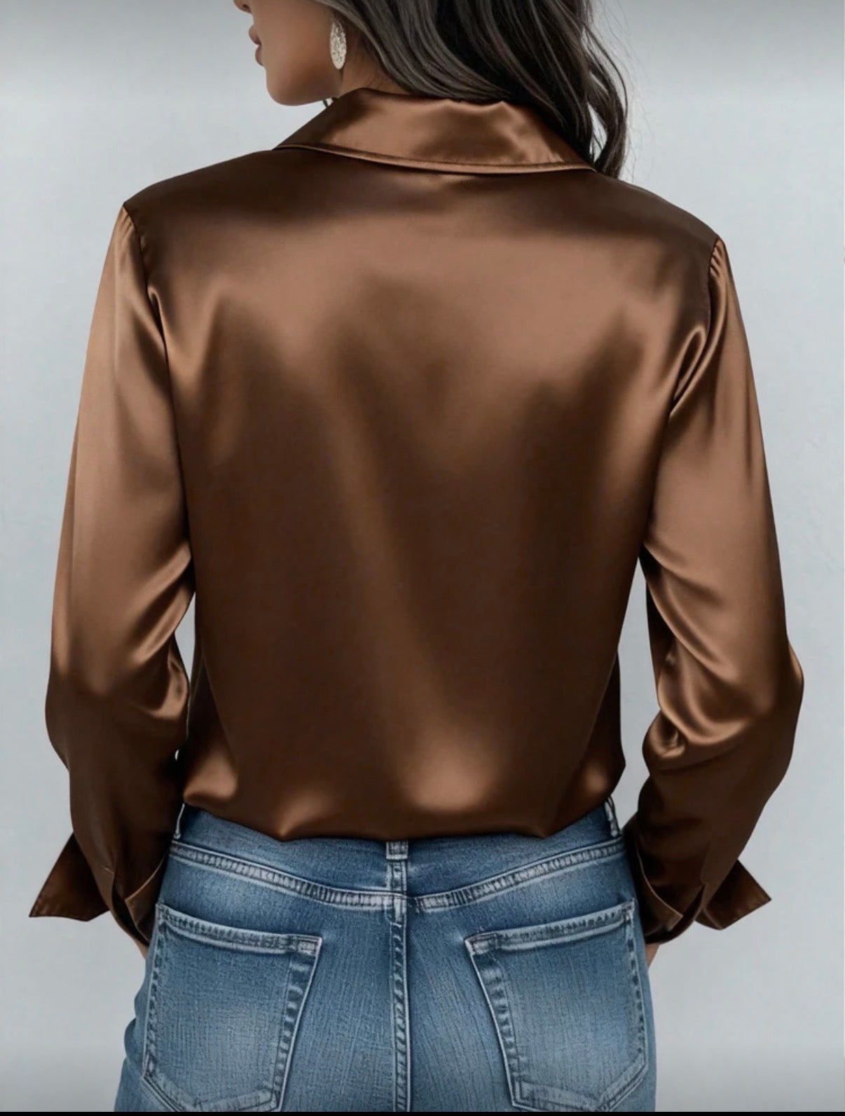Brown-Satin-Button-Up-Blouse-back