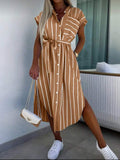 Brown-White-shirt-Stripe-Dress-front