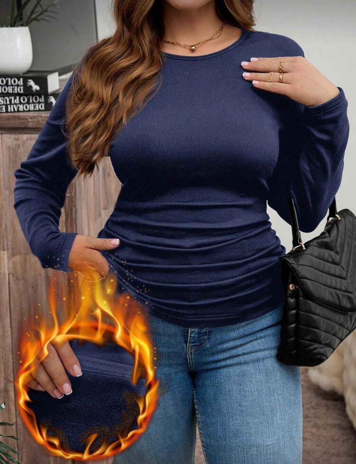 CURVE-Basic-Blue-Long-Sleeve-Winter-Thermal-Top-front-lifestyle