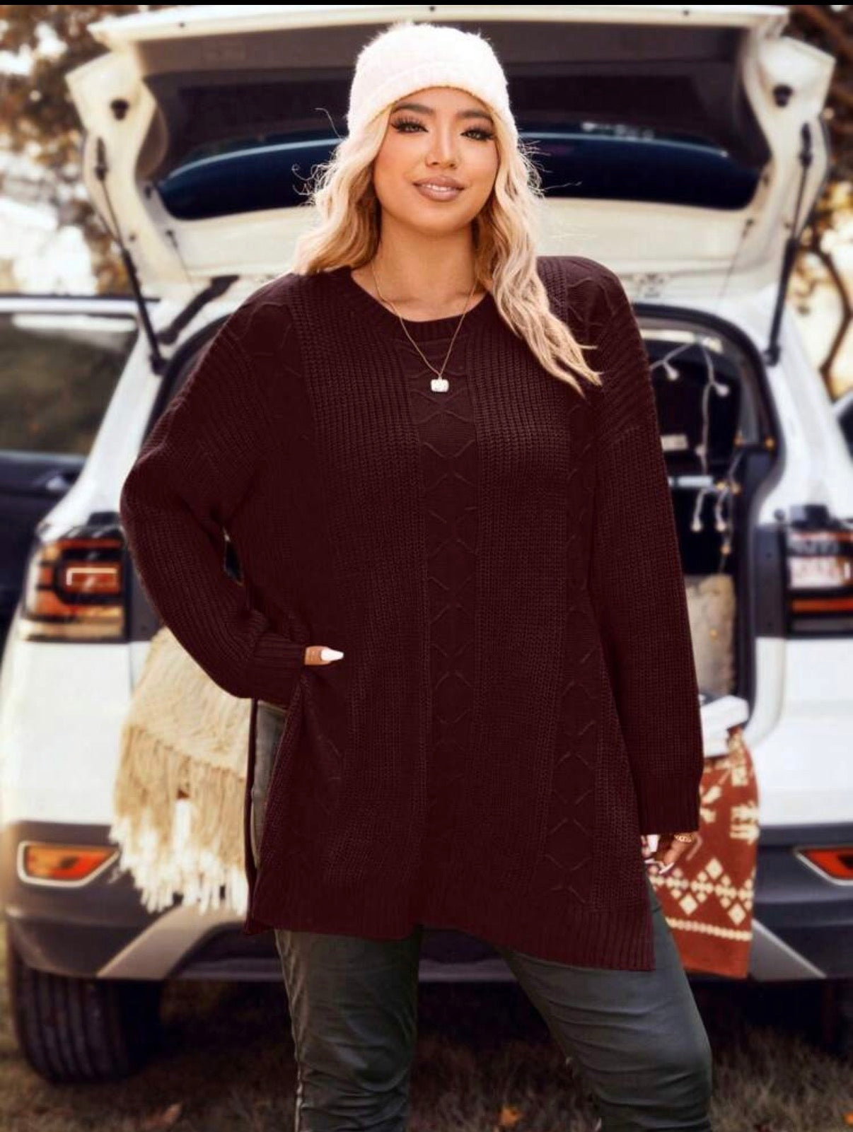 CURVE-Burgundy-Longer-Length-Jersey-front-lifestyle